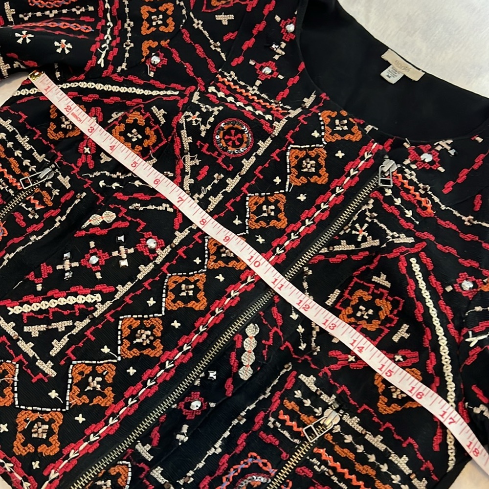 Ecote Aztec beaded boho Multicolor Patterned Blazer - Picture 12 of 16
